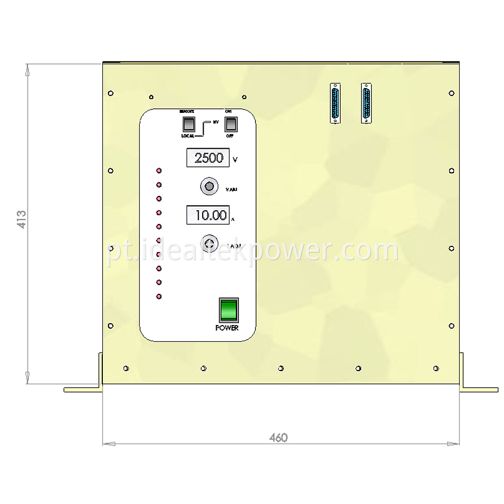 High Power High Voltage Power Supplies Front Panel Drawing